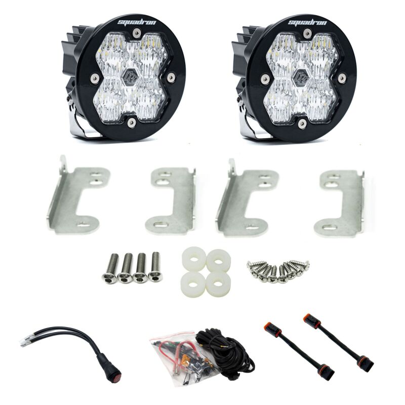 Jeep Wrangler JL Fog Light Pocket Kit - Baja Designs - Squadron-R Sport 2.0 - Clear - `18-`25